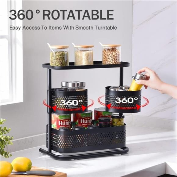 Bathroom Counter Organizer, 3 Tier Rotating Vanity Bedroom Storage cabinet - Picture 5 of 6